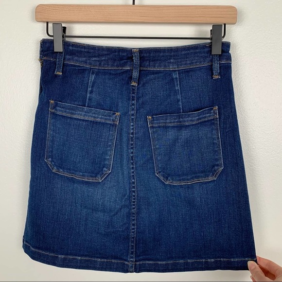Frame Luxe Mid/Dark Wash Denim Button Skirt - Picture 4 of 8